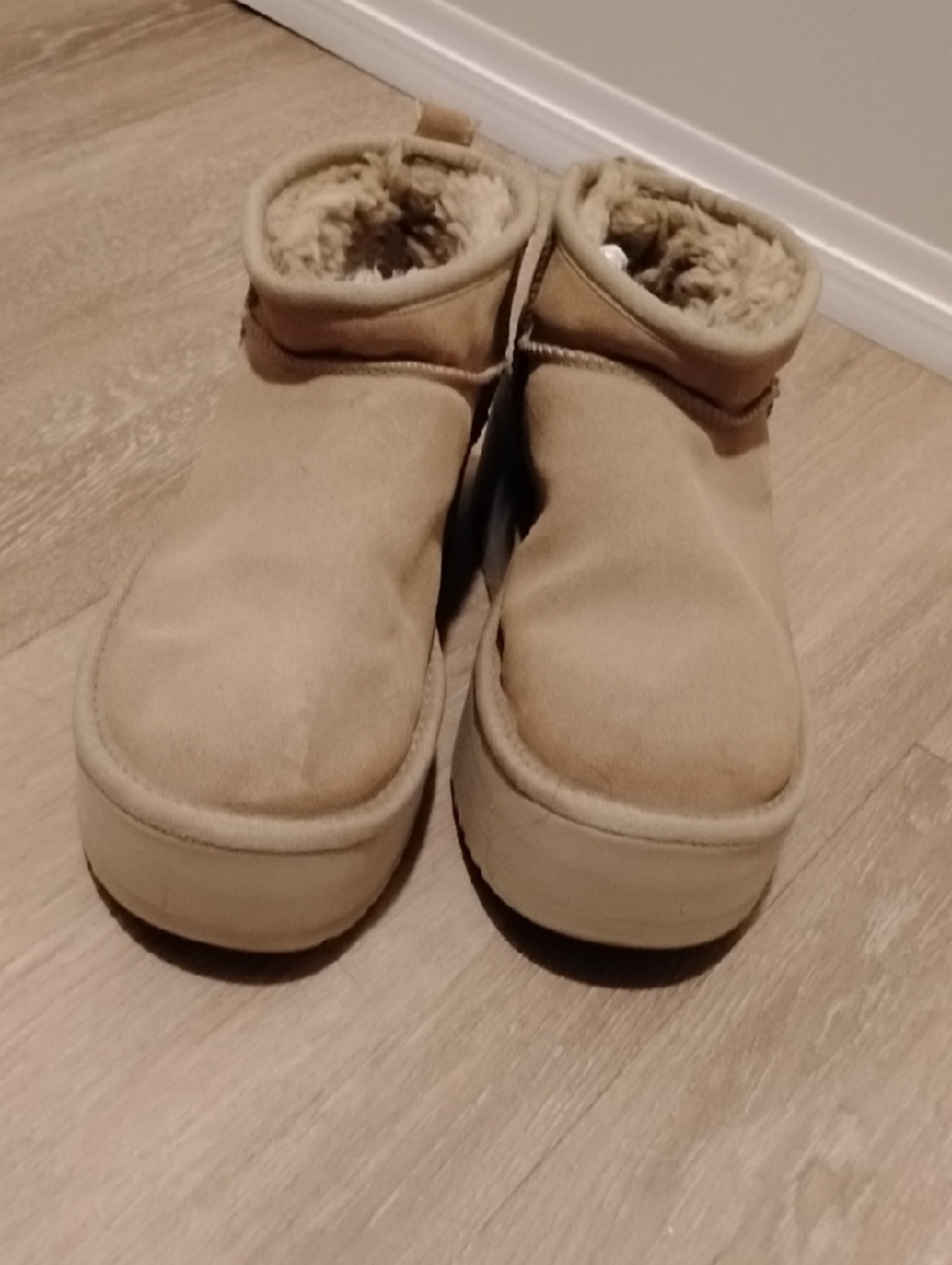 UGG Tan Shearling-Lined Slip-On Cozy Booties